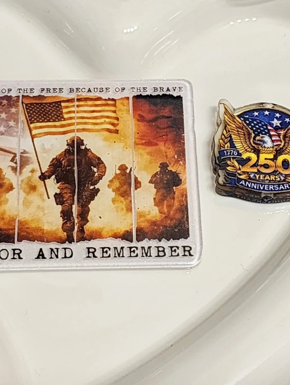 Military Veteran USA Flatback Focal Beads Badge Keychain Crafts Magnet 250 Years